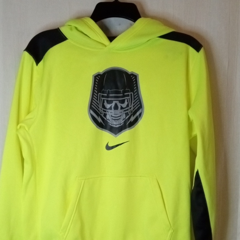 Nike Neon Yellow Hoodie with Skull Graphic